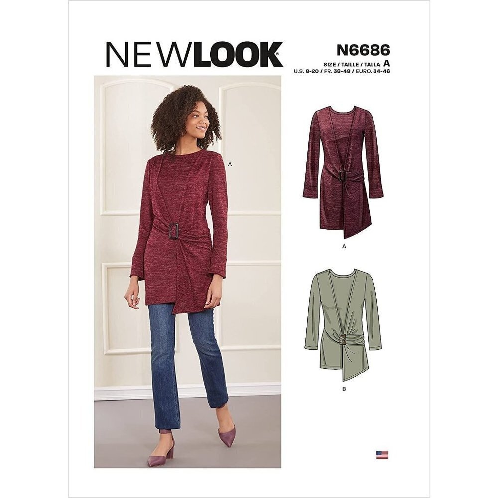 New‎ Look Sewing Pattern 6686 Top Tunic Misses Size 8-20